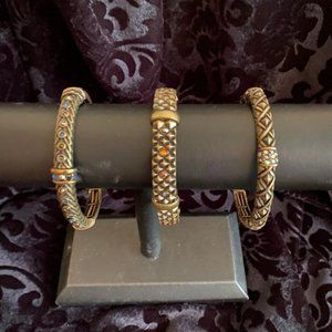 Erica Lyons Bronze & Multi-Color Crystal Embellished Bangle Bracelets *New